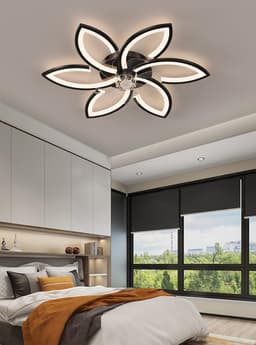 6 Sterren Plafondlamp Met Ventilator - Zwart - Met Afstandsbediening - Smart lamp - Dimbaar Met App - 6 Standen Ventilator - Woonkamerlamp - Moderne lamp - Plafoniere — thumbnail 5