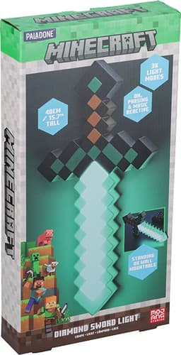Minecraft Diamond Sword Light – Officieel Gelicentieerde Lamp met 3 Lichtmodi, USB‑C of Batterijvoeding, Gamer Kamerdecoratie- Paladone — thumbnail 4