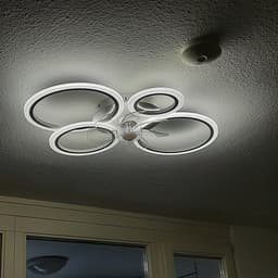 LuxiLamps - 4 Ringen LED Plafondventilator - Wit - 6 Snelheden - Smart lamp - Dimbaar Met Afstandsbediening & APP - Moderne Cirkel Ventilator Licht - Kroonluchter Ventilator — thumbnail 4