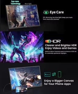 Lipa HDR-80 portable monitor Full HD 18.5 inch - Draagbaar scherm - Computerscherm - Beeldscherm - 100 Hz - HDMI - 2x USB C - Met hoes en kickstand - Ook voor game consoles - Freesync - 1920 x 1080 pixels - Dual Speakers - Energiezuinig — thumbnail 2