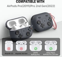 Ainy - PRO Siliconen Gaming PC Controller Hoesje met sleutelhanger - Geschikt voor Apple Airpods Pro 2 / Pro 1 | case met keycord | schokbestendig | Uitsparing voor oplaadpoort & draadloos opladen ondersteund — thumbnail 3
