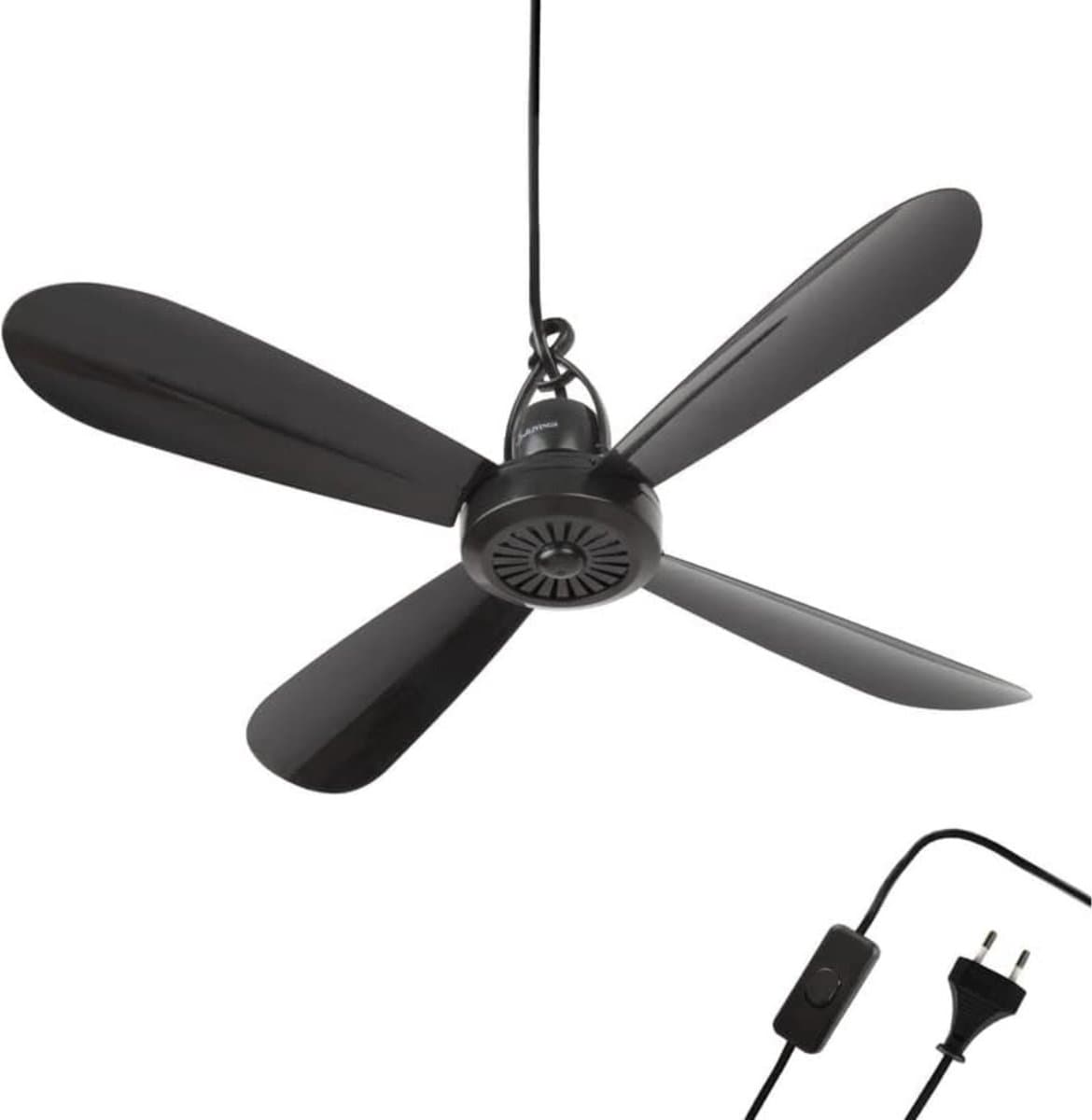 Plafondventilator - 2 Meter lang Snoer - 40cm Ø - Kunststof - Slaapkamer - Woonkamer - Plafond Ventilator - 5W - Opvouwbaar - Stil 25 dB - Zwart — afbeelding 1