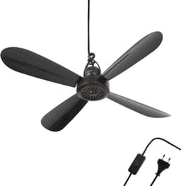 Plafondventilator - 2 Meter lang Snoer - 40cm Ø - Kunststof - Slaapkamer - Woonkamer - Plafond Ventilator - 5W - Opvouwbaar - Stil 25 dB - Zwart — thumbnail 1