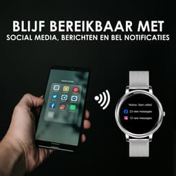 Darenci Smartwatch Classy Pro - Smartwatch dames - Smartwatch heren - Activity Tracker - Touchscreen - Stalen band - Dames - Heren - Horloge - Stappenteller - Bloeddrukmeter - Verbrande calorieën - Zuurstofmeter - Zilver - Spatwaterdicht — thumbnail 4