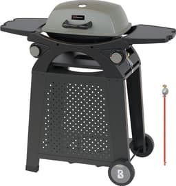 KitchenBrothers Gas BBQ - Staand en Tafelmodel Barbecue - 2 Branders - PFAS Vrij - Tafelbarbecue - Anti-aanbaklaag - 37x48 cm Grilloppervlak - Vaderdag Cadeau - Zwart — thumbnail 1