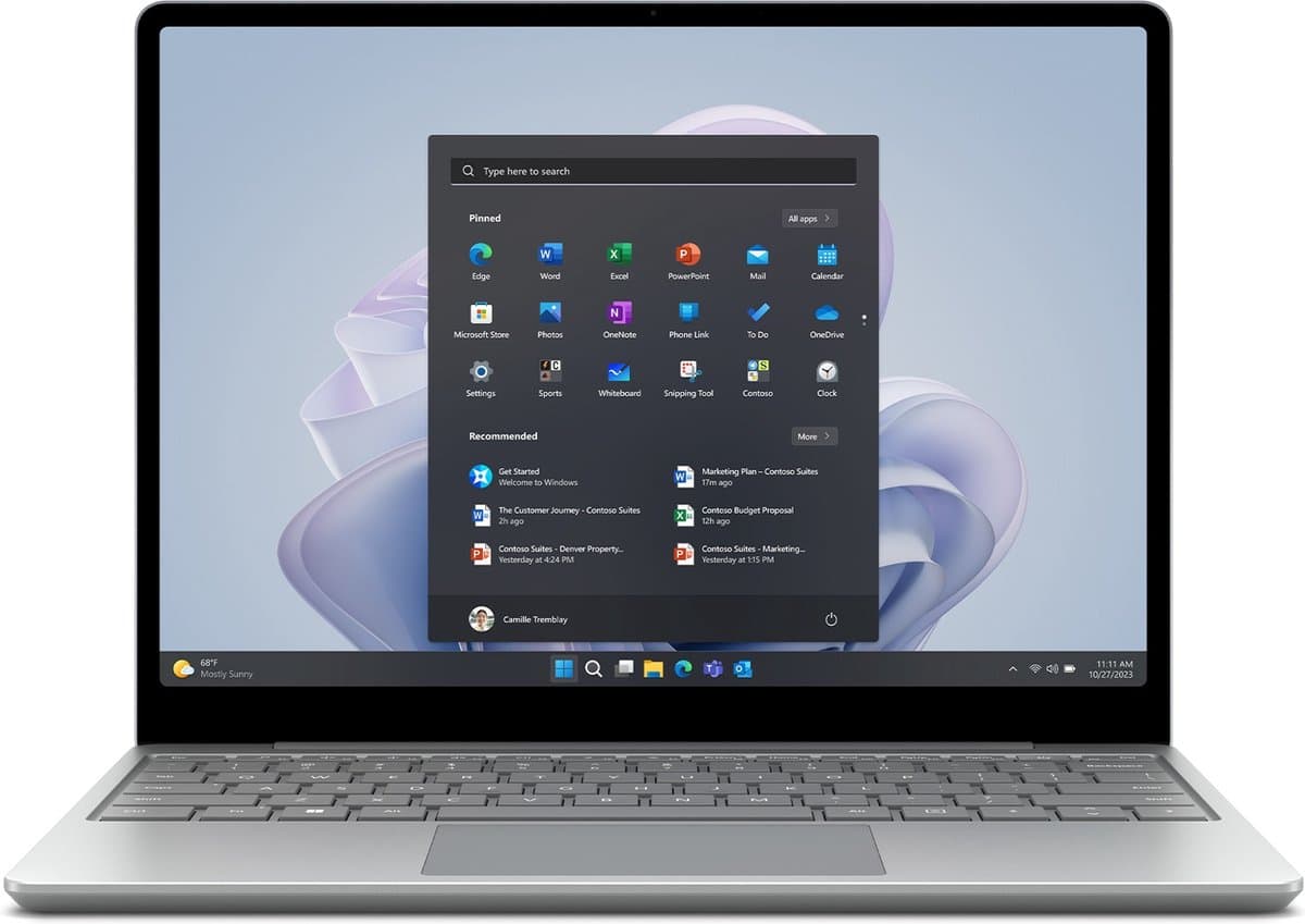 Microsoft Surface Laptop Go 3 Intel® Core™ i5 i5-1235U 31,5 cm (12.4") Touchscreen 8 GB LPDDR5-SDRAM 256 GB SSD Wi-Fi 6 (802.11ax) Windows 11 Pro Platina — afbeelding 1