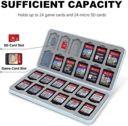 24 Slots Game card case geschikt voor Nintendo Switch - Avanceli - Opbergen Spelletjes - Silicone Slots - Licht Blauw — thumbnail 3