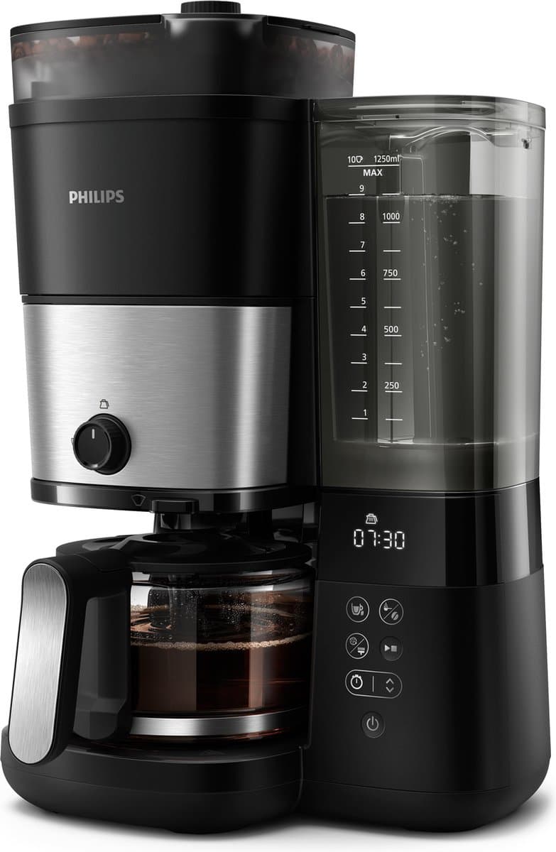 Philips Filter-koffiezetapparaat HD7888/01 - All-in-1 Brew - Met Filter en Molen - Voor Bonen - Instelbare Grofheid - Met LED Scherm - Zwart — afbeelding 1