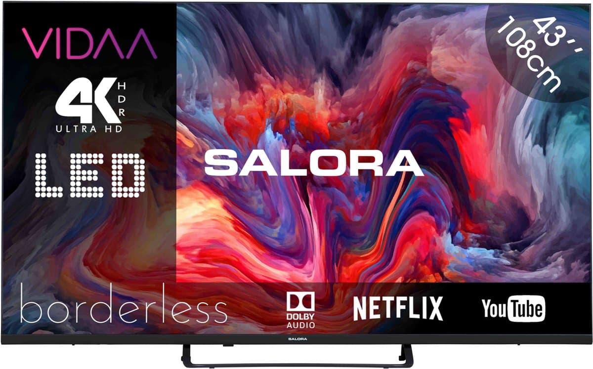 Salora FOD43UV - 43 Inch - Smart TV - 4K Ultra HD - VIDAA - Smart 43 inch tv - 2025 — afbeelding 1