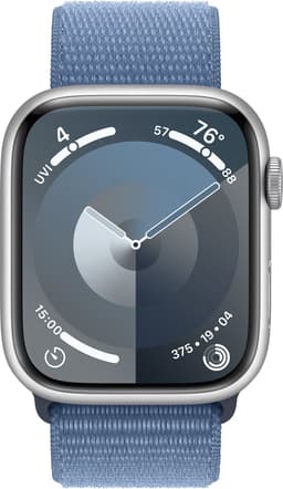 Apple Watch Series 9 - 45mm - Case with Winter Blue Sport Loop - Zilver Aluminium — thumbnail 1