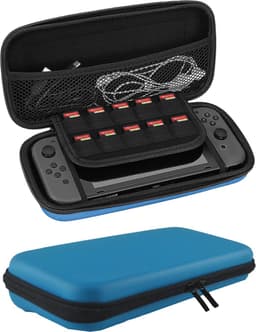 Hoes Geschikt voor Nintendo Switch Lite Case Hoesje Met Koord - Bescherm Hoes Geschikt voor Nintendo Switch Lite Hoes Hard Cover - Blauw — thumbnail 1