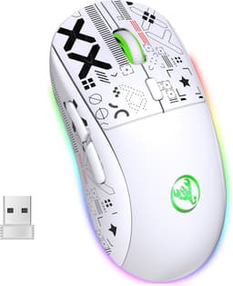 HXSJ T90 2.4G Stille Draadloze Gaming Muis - Bluetooth - Computermuizen - Ultra licht - RGB Verlichting - Wit — thumbnail 1