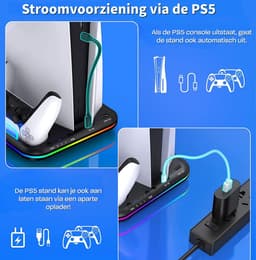 Phreeze Console Standaard - Oplaadstation Controller Oplader - Accessoires - Docking Station - Geschikt voor Sony PlayStation 5, PS5, Digital, Disc - Charging Station Dock - Zwart — thumbnail 3