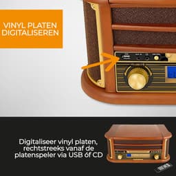 Denver Retro Platenspeler - Ingebouwde Speakers en Versterker - Radio CD Speler - MCR50 -Hout — thumbnail 5