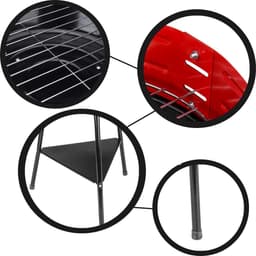 Vargan Houtskoolbarbecue Ø33 cm - Halfopen - Zwart/Rood — thumbnail 2