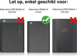 Hoes geschikt voor Kobo Aura Edition 2 - Book Case Premium Sleep Cover Kunstleer Hoesje met Auto/Wake Functie - Blauw — thumbnail 4