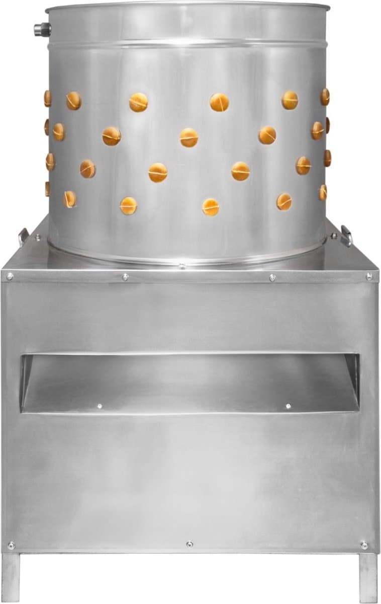 KuKoo Gevogelte Plukmachine - 50cm - Kip, Kalkoen en Eend - Roestvrij Staal - 99 Rubberen Vingers - Waterpijp - Zilver — afbeelding 1