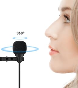Microfoon voor iPad, iPhone en Android smartphones - 3.5mm Aansluiting met Lavalier Lapel Clip - Mic Recording - 150 cm Label Lengte — thumbnail 2