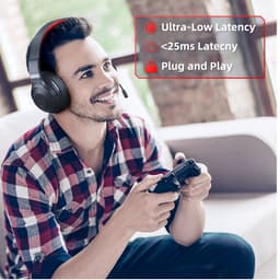 Fuegobird UG-01 - 2.4GHz Draadloze Gaming Headset - RGB - Bluetooth koptelefoon met microfoon - Multiplatform - Geschikt voor Nintendo Switch/PS4/PS5/PC - Zwart Rood — thumbnail 5