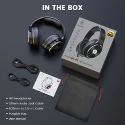 OneOdio Studio HiFi - koptelefoon met microfoon - extra lange kabel -  muziek|studio|DJ (zwart) — thumbnail 4
