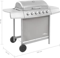 vidaXL Gasbarbecue met 6 branders zilverkleurig — thumbnail 5