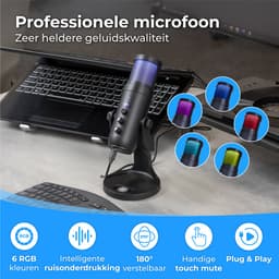 Nuvance USB Microfoon met Standaard - voor PC en Gaming Microfoon - Streaming Microphone - RGB — thumbnail 2