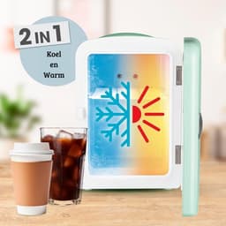 Skincare Beauty Fridge – Mini Koelkast – Minibar – Koelen en Verwarmen - Huisverzorging & Levensmiddelen – Retro Design – Mint — thumbnail 2