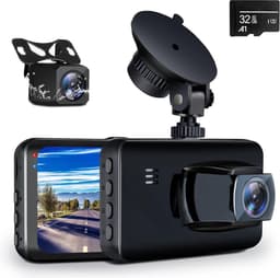Dual Dashcam - Voor En Achter - 1080p Resolutie - 24/7 Parkeren Monitor - Bewegingssensor - Zwart - Inclusief SD Kaart — thumbnail 1