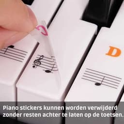 Piano Stickers - Keyboard Stickers - Eenvoudig Muzieknoten Leren - 49/54/61/88 Toetsen - Zwart — thumbnail 4