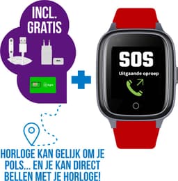 Wiesba WB34S - GPS Horloge Senior - Smartwatch voor Ouderen - Persoonlijke alarmen - alarm horloge ouderen - GPS Horloge Alzheimer - Valdetectie - Personenalarmering met SOS knop Alarmknop - Rood — thumbnail 1