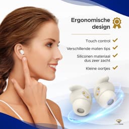 Golden Sound Oordopjes slapen - Draadloze oordopjes - Oortjes draadloos - Sleep Plugs - Active Noise Cancelling 24dB - Slaap oordopjes - Geschikt voor elke laptop en smartphone - Wit — thumbnail 4