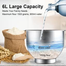 Primero - Keukenmachine - keukenmixer - foodprocessor - mixer - blender - keukenmachines - mixer met mengkom - mixers - 6L kom - Zilver — thumbnail 5