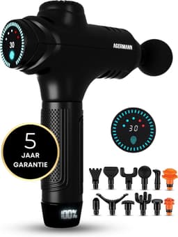 AGERMANN - Massage Gun Pro - 12 opzetstukken - Touchscreen - Professioneel - Sport Massage Apparaat - - 3300 mah - Zwart — thumbnail 1