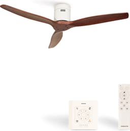 CREATE - Plafondventilator 40W silent Ø132 cm - Controller voor wandmontage - afstandsbediening - Wit Donker Hout- WIND CALM — thumbnail 1