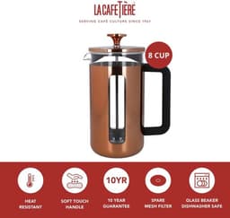 La Cafetière Cafetiere Pisa RVS / Copper - 1 liter / 7 kops — thumbnail 4