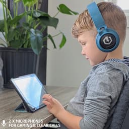 PowerLocus Buddy Draadloze On-Ear Koptelefoon voor Kinderen, LED lampjes, 85db Limiet, met Microfoon, Micro SD poort - Blauw — thumbnail 3