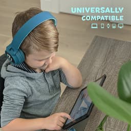 PowerLocus Buddy Draadloze On-Ear Koptelefoon voor Kinderen, LED lampjes, 85db Limiet, met Microfoon, Micro SD poort - Blauw — thumbnail 2