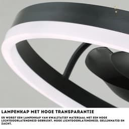 Lichtendirect- Plafondventilator met verlichting- 34 CM- Smart Lamp - 6 Standen Ventilator – Plafonniere Keuken Lamp - Woonkamerlamp - Dimbaar met afstandsbediening- APP functie- Zwart — thumbnail 4