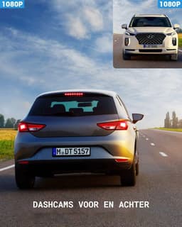 Dual Dashcam - Voor En Achter - 1080p Resolutie - 24/7 Parkeren Monitor - Bewegingssensor - Zwart - Inclusief SD Kaart — thumbnail 5
