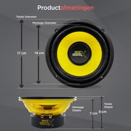 Pyle Auto Luidsprekers - 16,5 cm Midbass Woofer Geluidssysteem - 300 Watt - Geel — thumbnail 4
