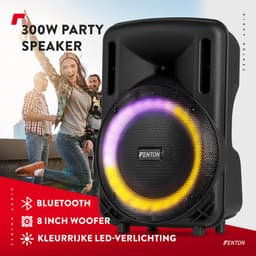 Speaker Bluetooth - Fenton FT08LED MK2 karaoke box met LED’s, accu en microfoon - Voor huisfeestjes — thumbnail 2