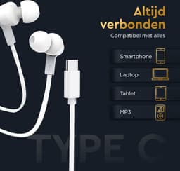 Golden Sound Bedrade oordopjes - Siliconen eartips - Oordopjes met draad en microfoon USB-C aansluiting - Wit — thumbnail 4