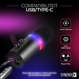 SynergyX SonicFlex Pro ll Microfoon - USB Gaming Microfoon Met Arm XC7 - PC-Gaming - Geschikt voor PC/PS4/PS5 - RGB - Podcast - Gaming - Streaming - Zwart — thumbnail 5