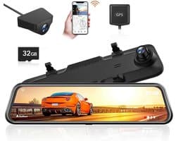 Wolfbox G840H 2K Wifi Gps 32gb Mirror dashcam - Parkeermodus - 12,0 inch touchscreen Lcd - 2.5K + Full HD resolutie - Wifi met App - Gps ontvanger - 32gb Micro SD kaart - Spiegel dashcam en digitale binnenspiegel
