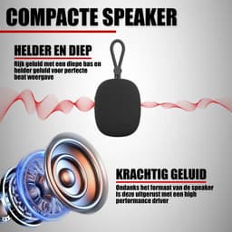 Draadloze Bluetooth Mini Speaker met Koord - IPX5 Waterbestendig - Zwart — thumbnail 3
