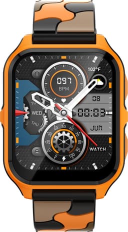 Knobbout 1.83" Scherm Outdoor Smartwatch – Sporthorloge - Bluetooth belfunctie - Sportgegevens, calorieën, bloeddruk monitoring– Slaapcoaching -7-10 dagen batterij-Android en iOS- Oranje — thumbnail 3