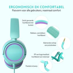 StayPowered Koptelefoon - Veilig & Comfortabel voor Kinderen - 85dB Geluidslimiet - Zacht Memory-Schuim - Ergonomisch Ontwerp - Opvouwbaar & Duurzaam - Verstrengelvrij Kabel - Universele Compatibiliteit - Lichtblauw - Levering Sneller dan Aangegeven! — thumbnail 4