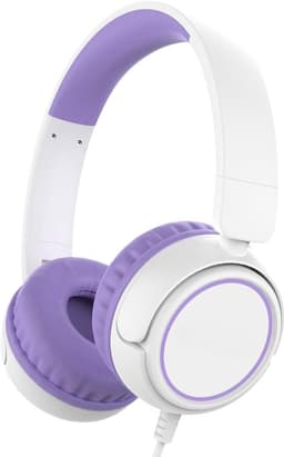 StayPowered Koptelefoon - Veilig & Comfortabel voor Kinderen - 85dB Geluidslimiet - Zacht Memory-Schuim - Ergonomisch Ontwerp - Opvouwbaar & Duurzaam - Verstrengelvrij Kabel - Universele Compatibiliteit - Wit/Paars - Levering Sneller dan Aangegeven! — thumbnail 1