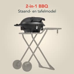 KitchenBrothers Elektrische BBQ - Opvouwbaar - Barbecue met Wielen - Anti-aanbaklaag - Zijtafel - tot 250°C - 2400W - Vaderdag Cadeau - Zwart — thumbnail 3