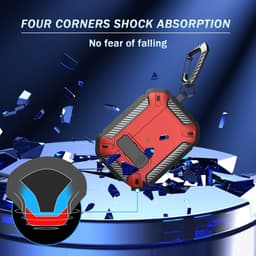 Sounix Hoesje geschikt voor Airpods Pro 1 / 2 - Met schoonmaak borstel - Airpods Pro Hoesje - Armor Case met Lock - Rood — thumbnail 5